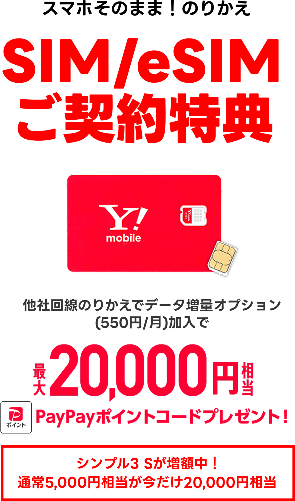 ワイモバイル公式の SIM キャンペーン画像