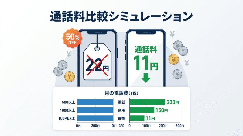 BB.exciteでんわ 通話料比較シミュレーション