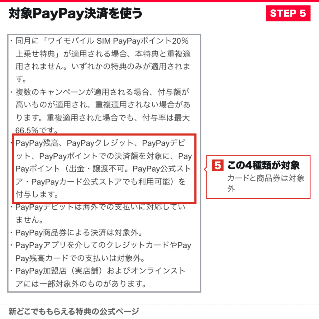 対象になるPayPay残高・PayPayクレジット・PayPayデビット・PayPayポイントの説明