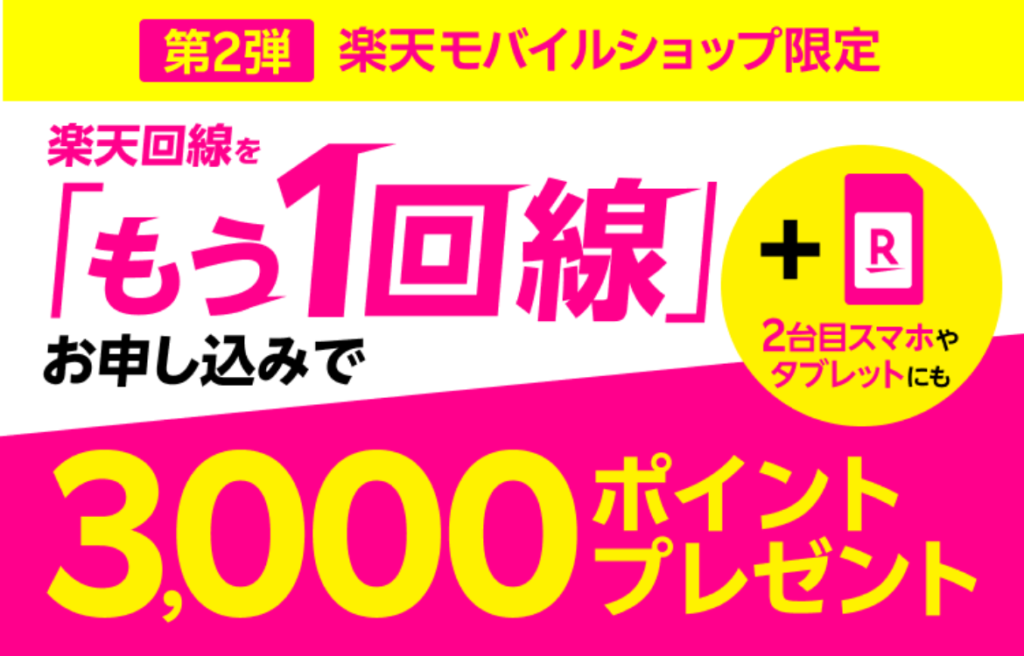 ショップ限定 もう1回線追加で3,000ptの公式ページの画像