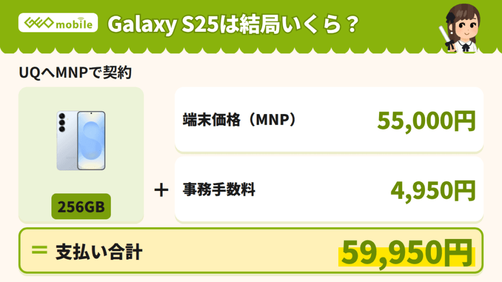 2位の機種をMNPで契約した時の支払い合計
