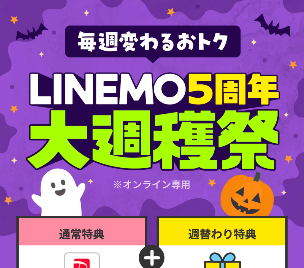 LINEMO5周年 大週穫祭の公式キャンペーン画像